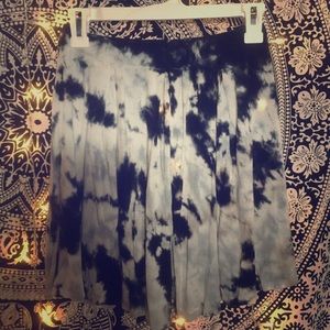 Blue tie dye mini skirt